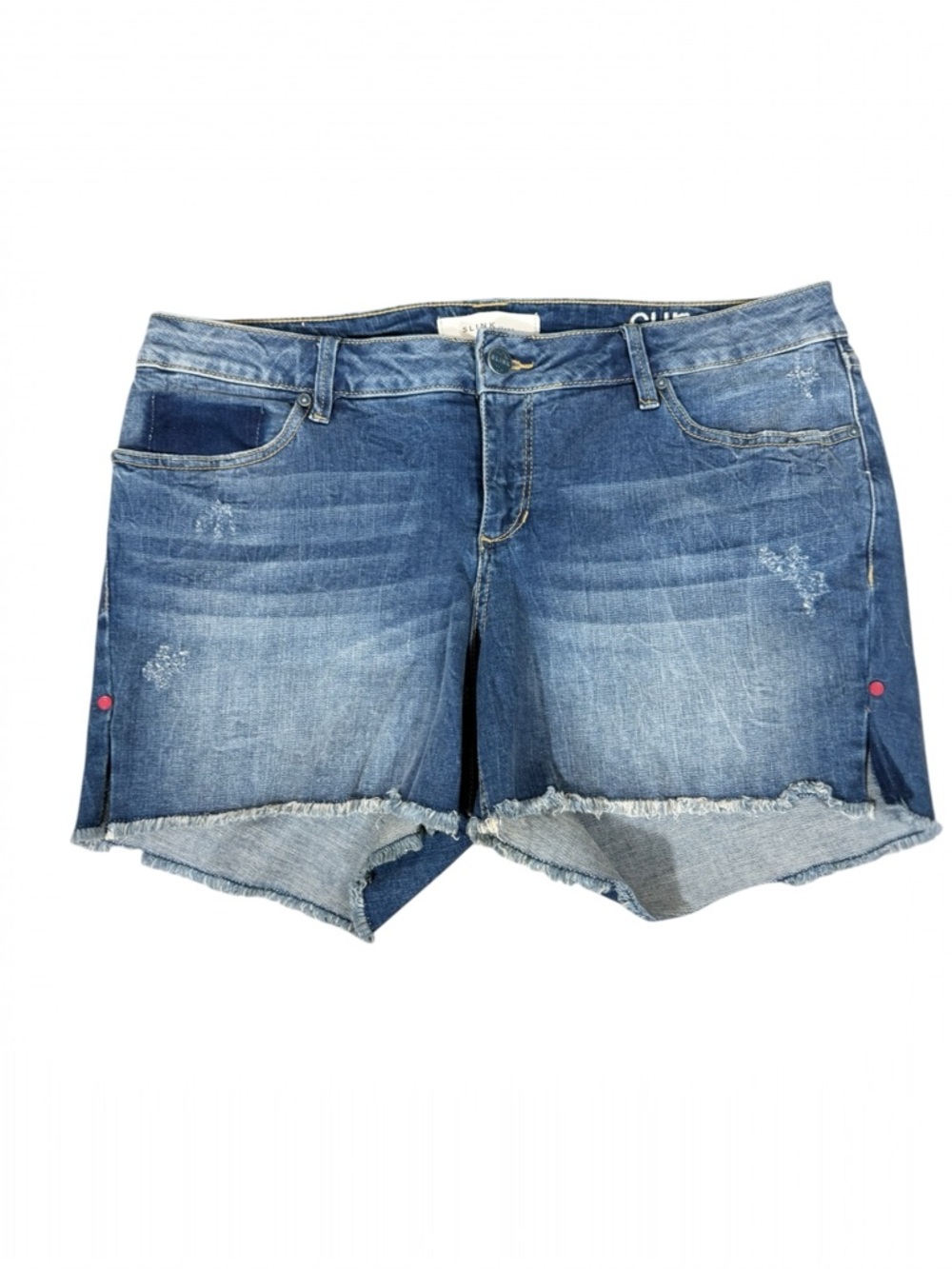 Slink Jeans Plus Size Curvy Slits Distressed Raw Hem Denim Shorts Size 16